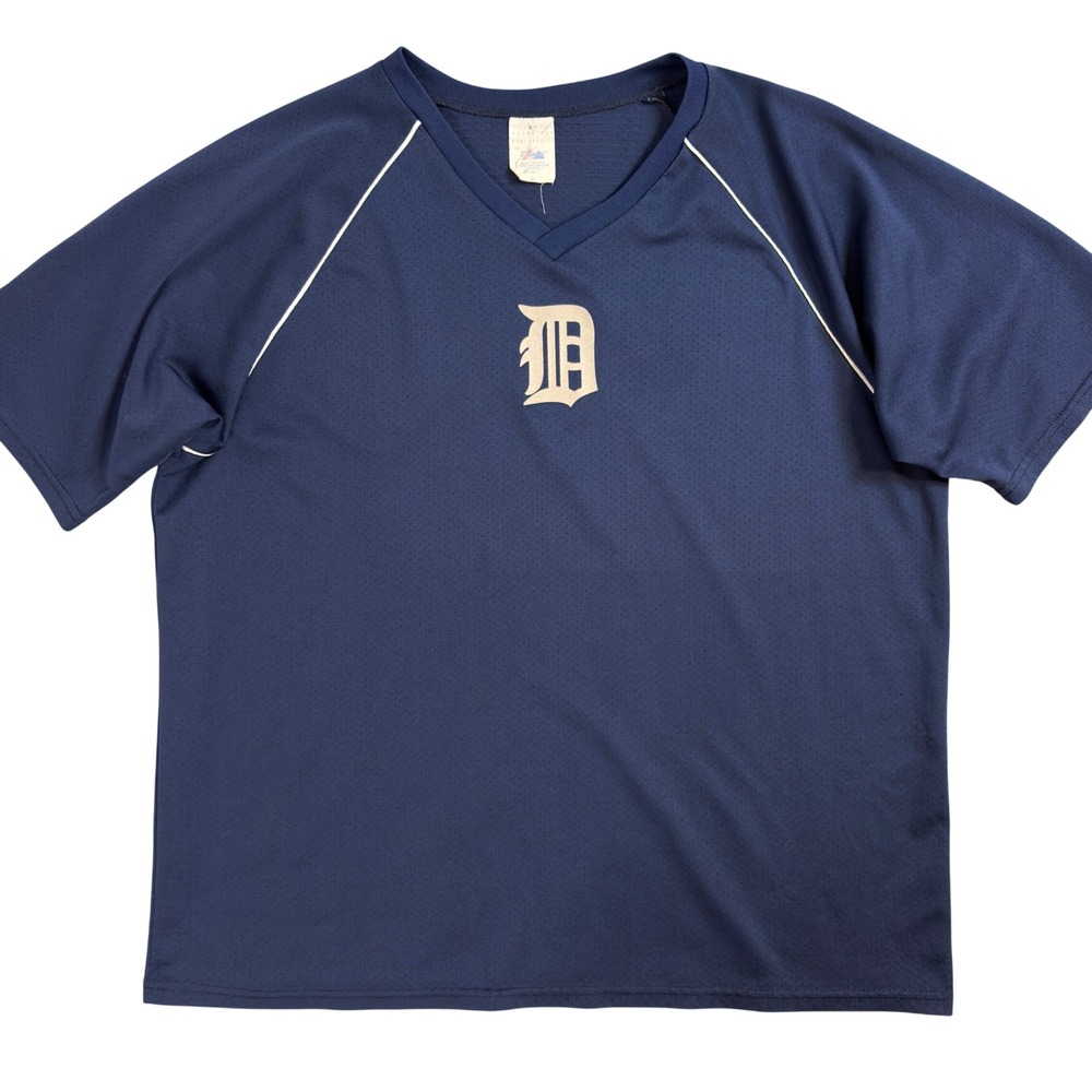 Vintage Detroit Tigers Majestic MLB Baseball Jersey T Shirt V Neck Mens XL